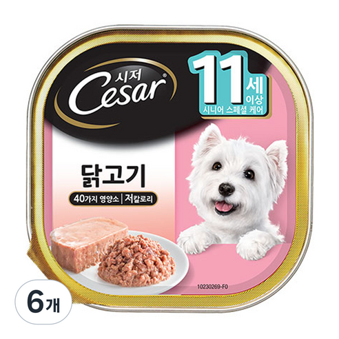 시저 시니어 강아지 주식캔, 닭, 100g, 6개