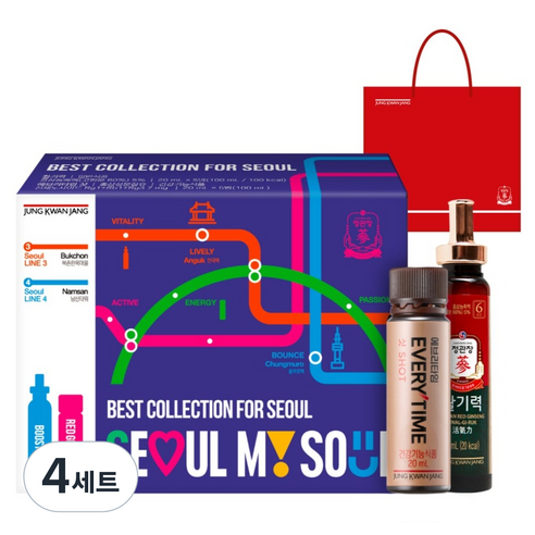 정관장 정품 베스트 컬렉션 포 서울 에브리타임샷 20ml 5p + 활기력 20ml 5p 세트, 4세트