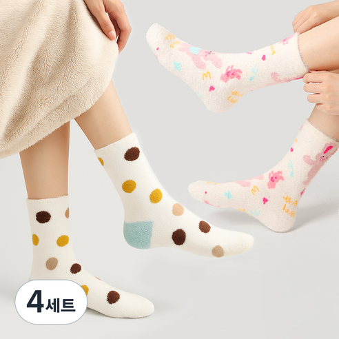 위더스욕실용품 여성용 캔디팝 임산부 수면양말 버블팝 S03, 4세트