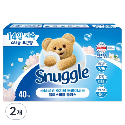 스너글 건조기용 드라이시트 블루스파클 플러스, 40개입, 2개