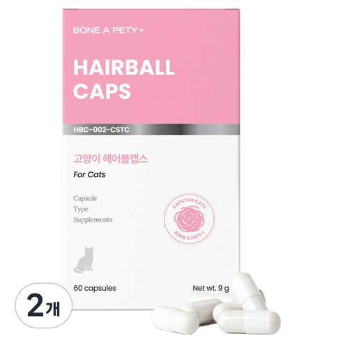 본아페티 고양이 헤어볼 캡스 영양제 60p, 9g, 2개