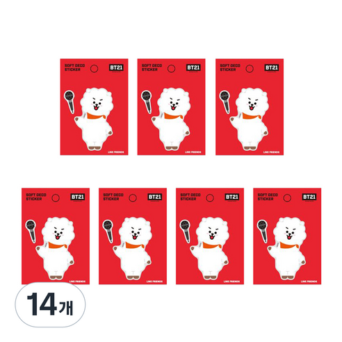 라인프렌즈 BT21 소프트데코스티커, 알제이, 14개