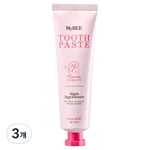 마이비 키즈 디어얼스 치약 딸기향, 70g, 3개