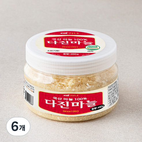 가나 다진마늘 페트병, 450g, 6개
