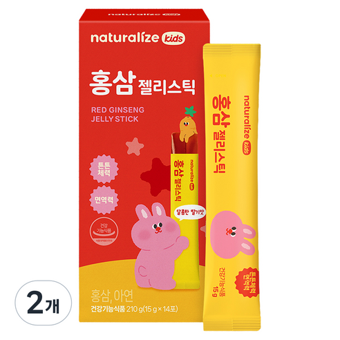 네추럴라이즈 키즈 홍삼 젤리스틱 14p, 210g, 2개