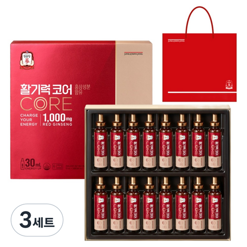 정관장 정품 활기력 코어 + 쇼핑백, 16회분, 3세트