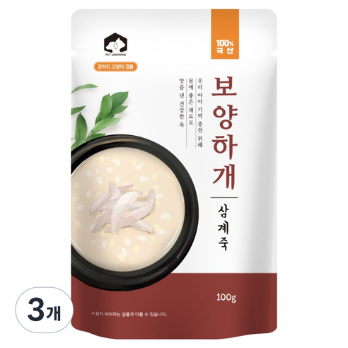 펫러닝 반려동물 전연령 보양하개 죽, 닭, 100g, 3세트