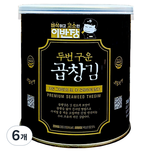 이반장 광천 두번구운 곱창캔김, 30g, 6개