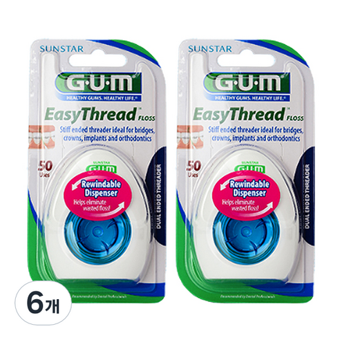 SUNSTAR 三詩達 G.U.M Easy Thread 牙線 3200B, 1入, 6個 - 牙線 | 酷澎