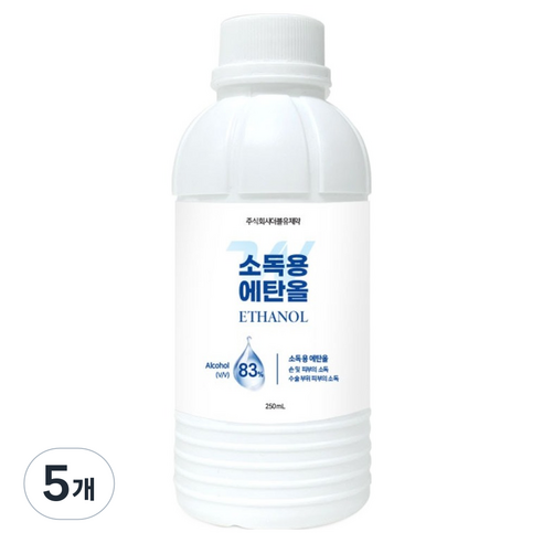 더블유제약 소독용 에탄올, 5개, 250ml