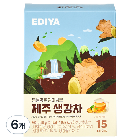 이디야 통생강을 갈아넣은 제주 생강차, 20g, 6개, 15개입