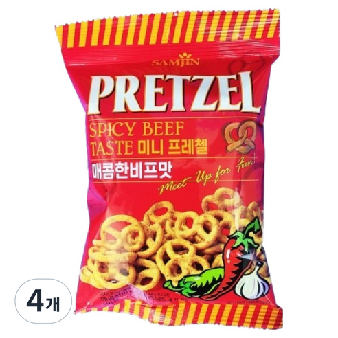 삼진 미니프레첼 매콤한비프맛, 70g, 4개