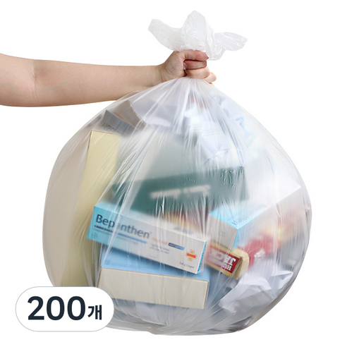 네이쳐리빙 재활용 쓰레기 분리수거 배접 비닐봉투 화이트, 80L, 200개