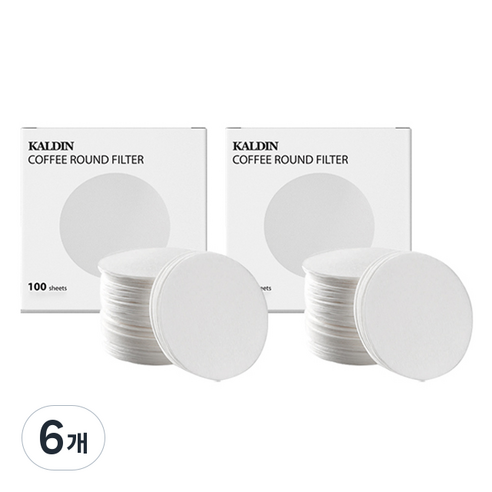 칼딘 모카포트 포터필터 여과지 더치커피기구 올 라운드 필터 화이트 60mm, 100개입, 6개