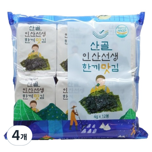 에코맘의산골이유식 인산선생 한끼맛김 12p, 김, 48g, 4개
