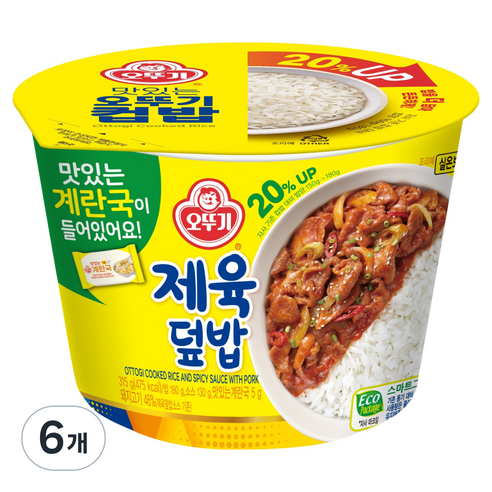 오뚜기 즉석국 컵밥 제육덮밥, 315g, 6개