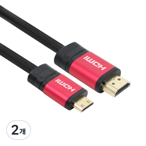 넥시 레드메탈 MINI HDMI V2.0 모니터케이블, 2개, 1m