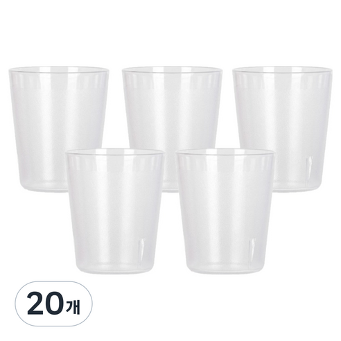 리빙메이트 PC 안깨지는 물컵 190ml, 투명, 20개