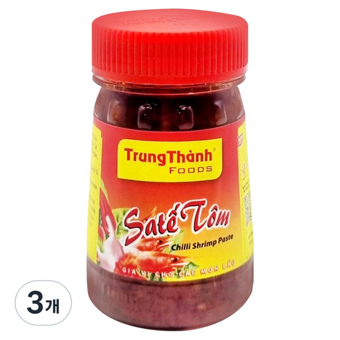 TrungThanh 사테톰 칠리 쉬림프 페이스트, 100g, 3개