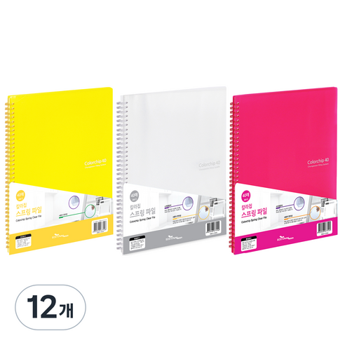 에코청운 칼라칩 스프링화일 40매 A4, 랜덤발송, 12개