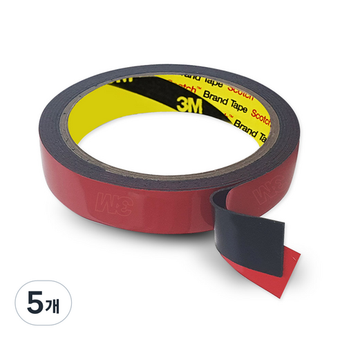 쓰리엠 아크릴 폼 하이패스 부착 고내열 양면테이프 블랙 20mm x 1.5m, 5개