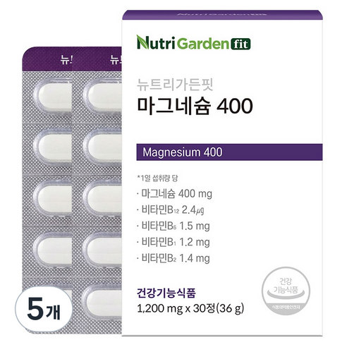 뉴트리가든핏 마그네슘 400, 30정, 5개