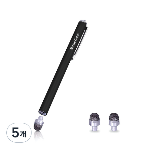 베이직기어 마이크로 터치펜, 블랙, 5개