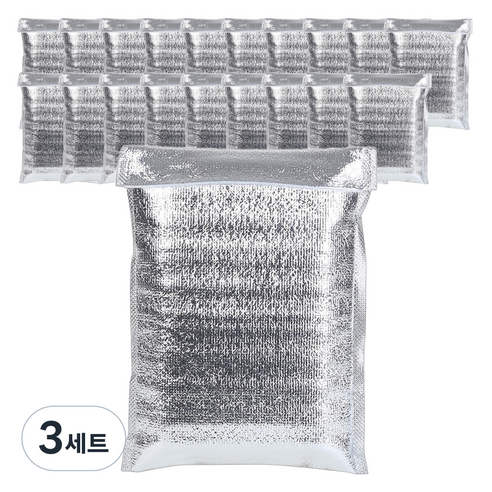 다용도 부착형 은박 보냉백 4cm 20p 세트 20 x 25 cm, 실버, 3세트