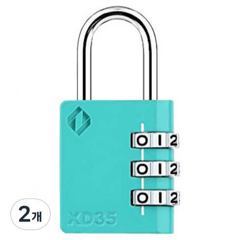 자커 다이얼 자물쇠 컬러 브리스터 에메랄드 XD35, 2개