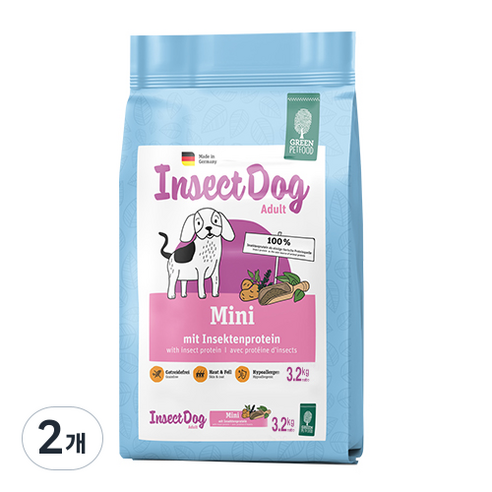 인섹트도그 어덜트 강아지 미니 기능성 사료, 피부/피모+알러지, 3.2kg, 2개