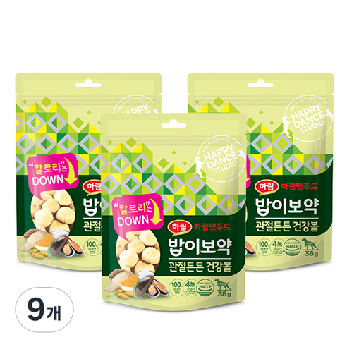 하림펫푸드밥이보약 강아지 관절튼튼 건강볼, 현미, 38g, 9개