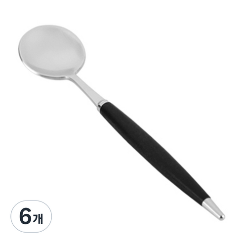 백산 국산 몽블랑 큐티 커트러리 티스푼 CS 14cm, 블랙, 6개