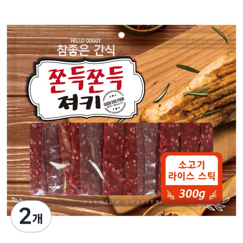 헬로도기 강아지 쫀득쫀득 져키, 소고기, 300g, 2개