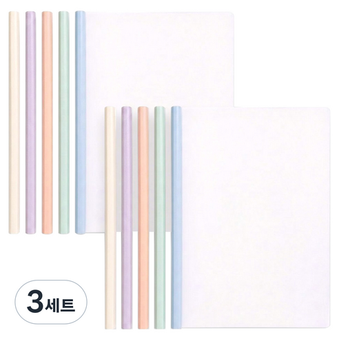 핸디랩 투명 클리어 쫄대파일 A4 5종 2P, 파스텔 혼합, 3세트