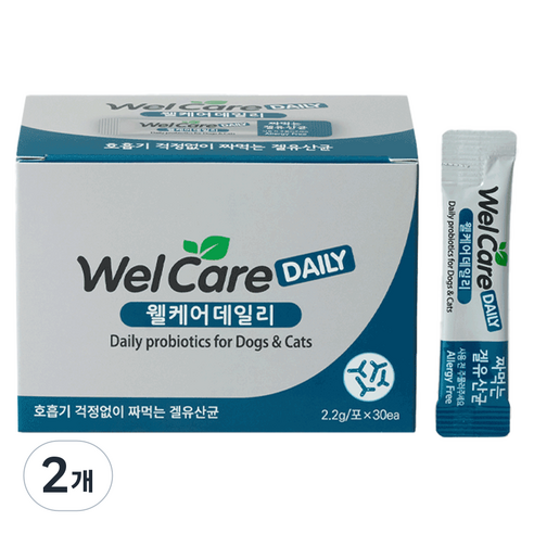 웰케어 반려동물 데일리 영양제, 66g, 장건강/유산균, 2개