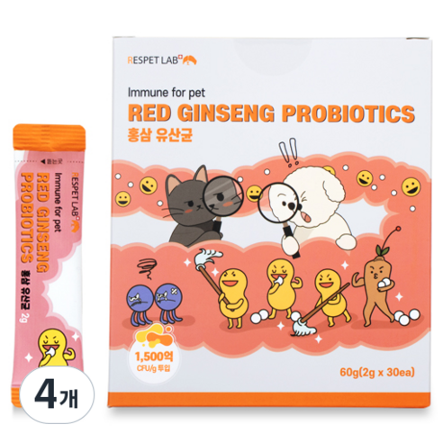 리스펫랩 반려동물 홍삼 영양제, 30회분, 장건강/유산균, 4개