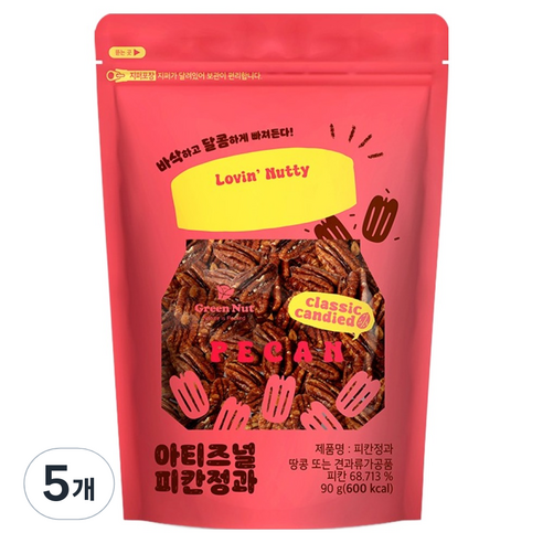 그린너트 아티즈널 피칸정과, 90g, 5개
