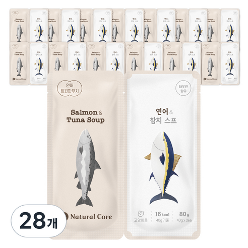 네츄럴코어 고양이 트윈파우치 간식, 혼합맛(연어/참치), 80g, 28개
