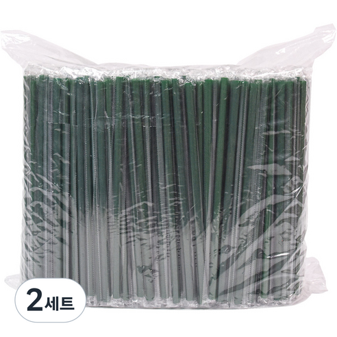대성산업 개별포장 일자 스트로우 녹색 7 x 210mm, 500개입, 2세트