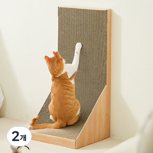 코멧 펫 고양이 스크래쳐 벽면형, 베이지, 2개