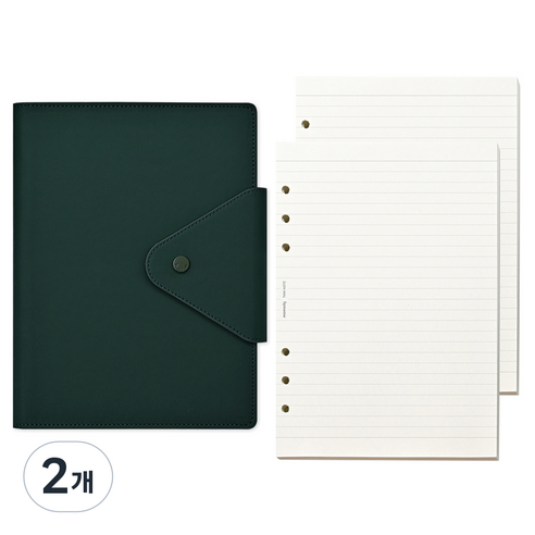 모모디 모먼트 프리미엄 데일리 7mm 라인 6공 다이어리, 딥그린, 2개