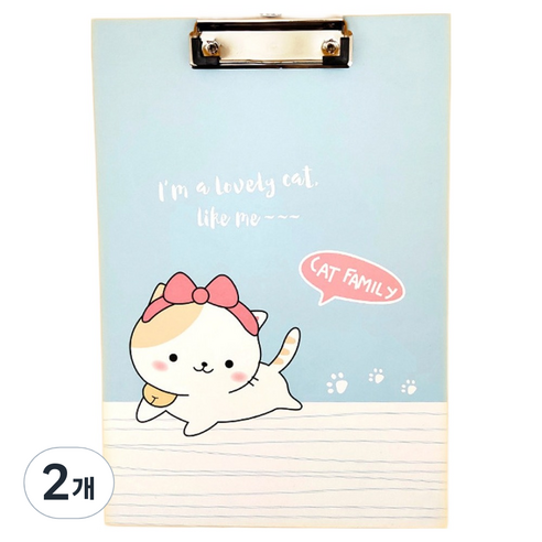 골드팡 다양한 캐릭터 클립보드 A4 고양이, 리본, 2개