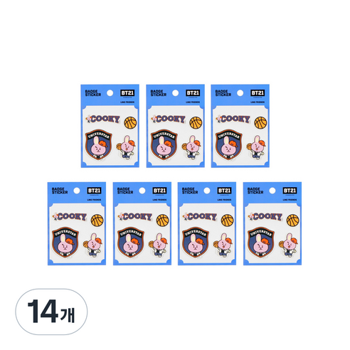 라인프렌즈 BT21 캐스팅 뱃지 스티커, 쿠키, 14개