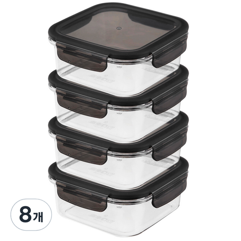 코멧 BPA FREE 클리어 정사각 밀폐용기 700ml, 8개, 단품