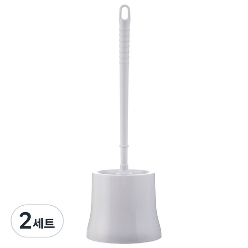 코멧 심플한 원형통 + 변기솔 세트, 라이트 그레이, 2세트