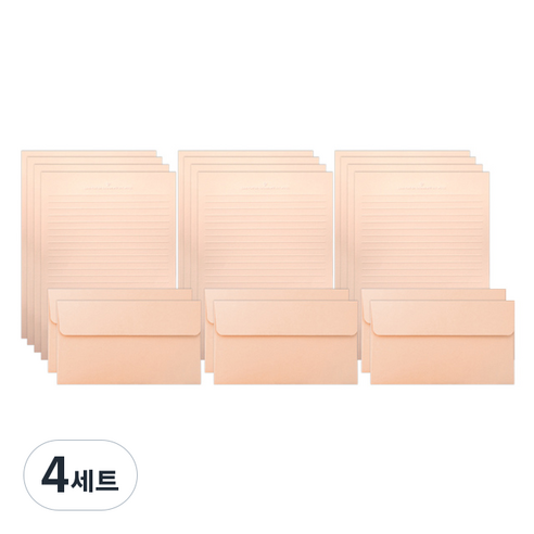 투영디자인 레인보우 파스텔 편지지 12p + 봉투 6p 세트, 아프리콧, 4세트
