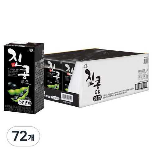 남양유업 진콩 두유 검은콩깨, 72개, 190ml