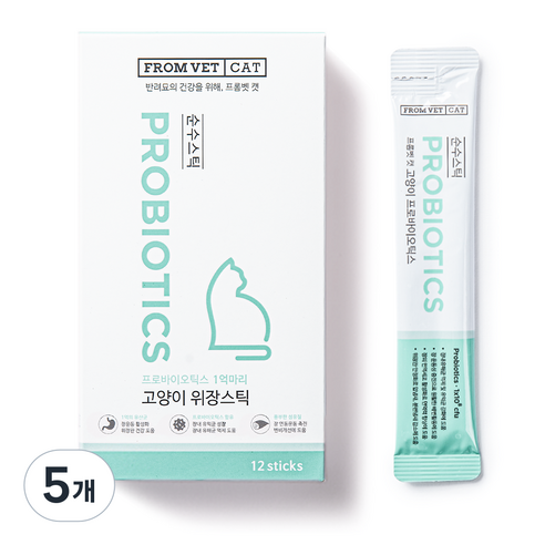 프롬벳 고양이 순수스틱 프로바이오틱스, 12회분, 장건강/유산균, 5개 12회분, 장건강/유산균, 5개