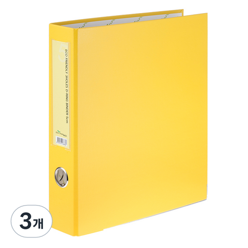 에코청운 D링 바인다 파일 3공 5cm A4, 노랑, 3개