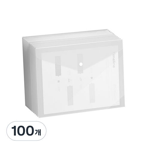 델리 똑딱이 봉투파일, 투명, 100개
